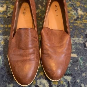 Brown faux leather loafers